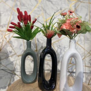 Elegant Ceramic Vase with Soft Floral Accent